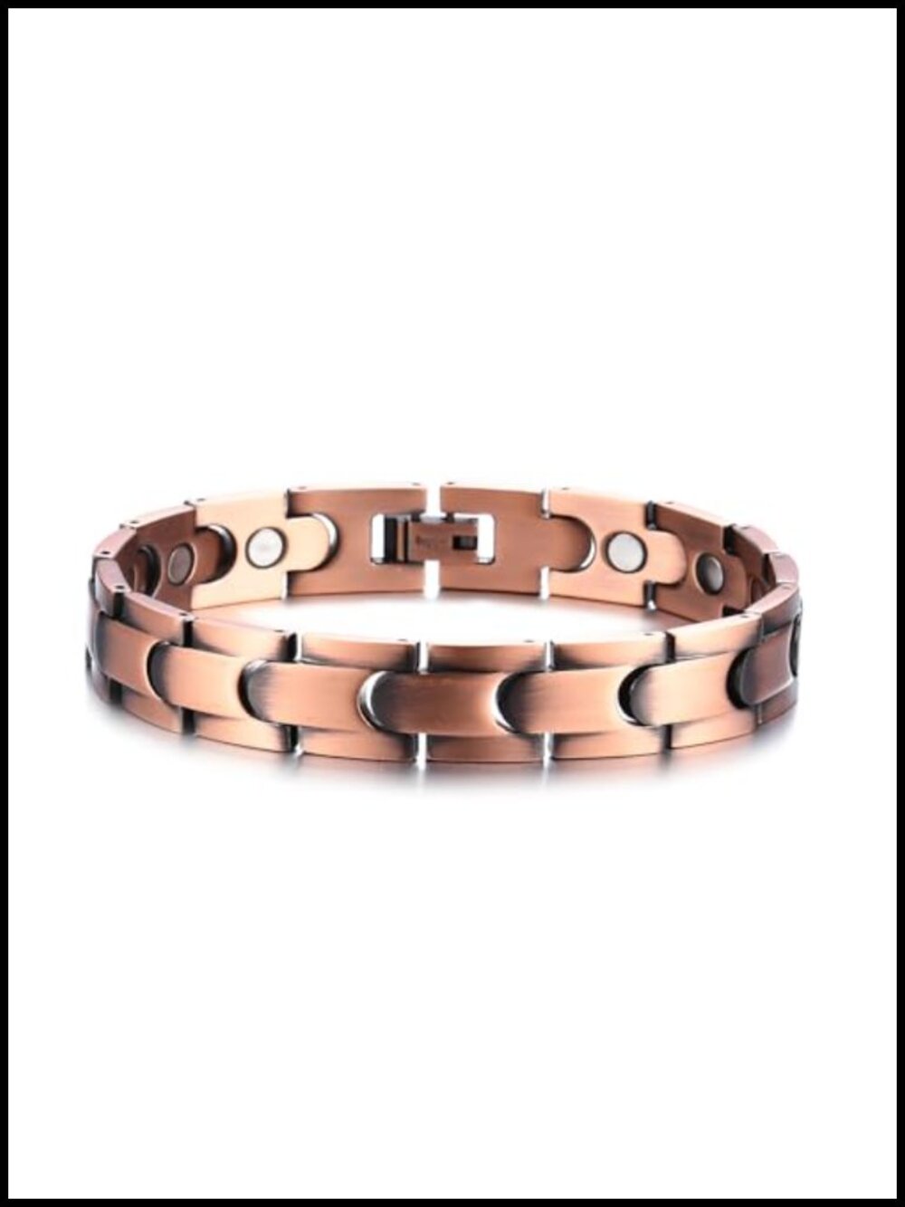 99% Solid Copper Magnetic Bracelet Adjustable Clasp Double-Layer Textured